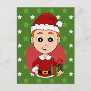 Caricature de Noël garçon vacances carte postale