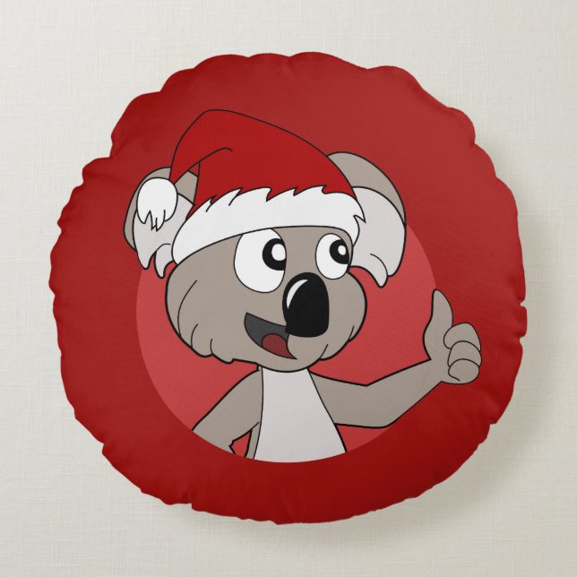 Caricature de Noël Koala ours Coussin rond (Devant)