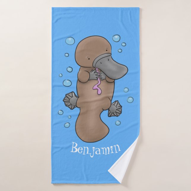 Caricature de platypus bébé très heureuse (Serviette de bain)