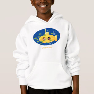 Caricature de poisson sous-marin jaune mignon