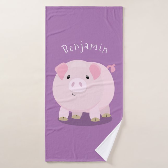 Caricature de porc mignon rose pot vendue (Serviette de bain)