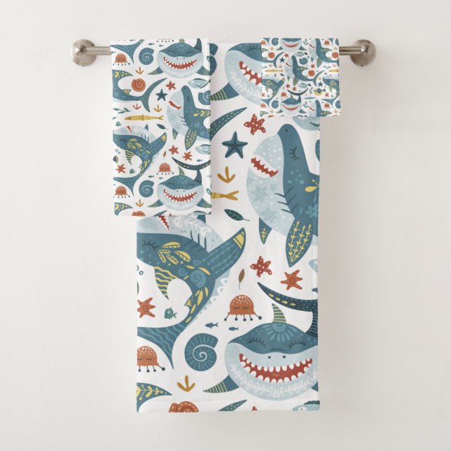 Caricature de requin mignon motif de doodle sous l (En situation)