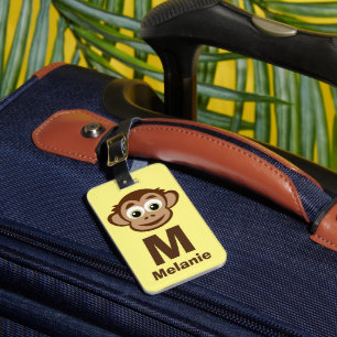 Caricature de singe mignon étiquette à bagages per