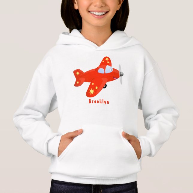 Caricature de vol d'avion rouge mignon (Devant)