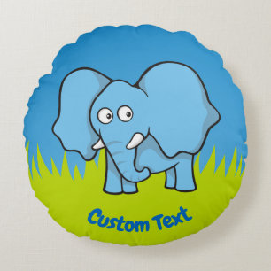 Caricature d'éléphant bleu autour du coussin