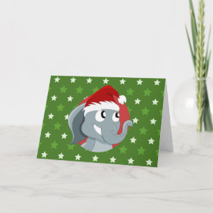 Caricature d'éléphant de Noël carte de vacances
