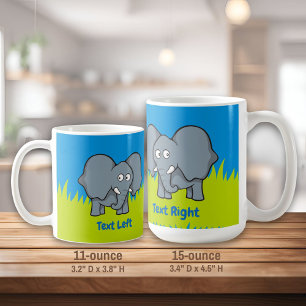 Caricature d'éléphant gris sur une tasse à café