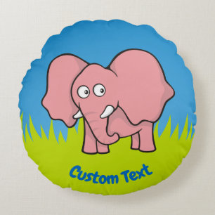 Caricature d'éléphant rose autour du coussin