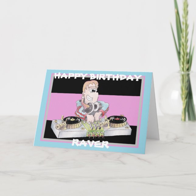 Caricature DJ de GIRL carte d'anniversaire (Devant)