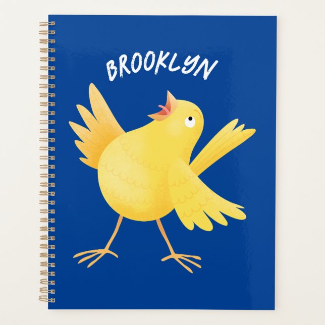 Caricature d'oiseau canari jaune chantant mignon (Devant)