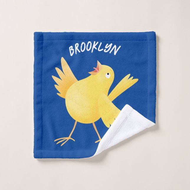 Caricature d'oiseau canari jaune chantant mignon (Gant de toilette)