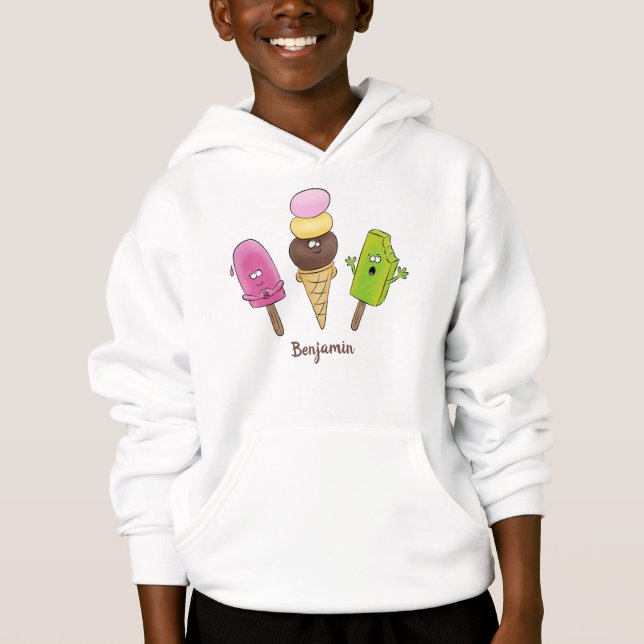 Caricature drôles de glace popsicle dessin animé t (Devant)