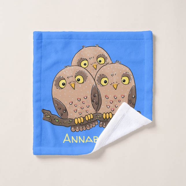 Caricature en trio de chouette (Gant de toilette)