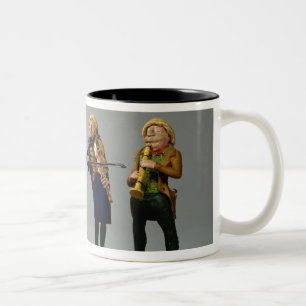 Caricature figurines of musicians Two-Tone coffee mug
