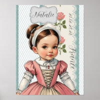 Caricature Girl dressed up  in Vintage French 