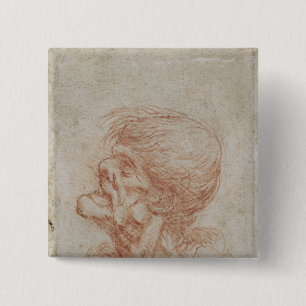 Caricature Head Study of an Old Man, c.1500-05 2 Inch Square Button