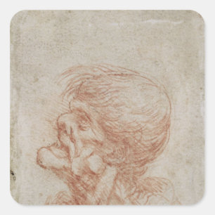Caricature Head Study of an Old Man, c.1500-05 Square Sticker