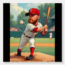 ''Caricature illustration of American baseball