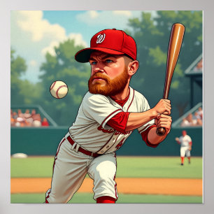 ''Caricature illustration of American baseball Poster