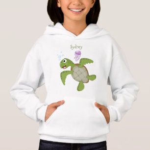 Caricature joyeuse de tortue de mer verte mignonne