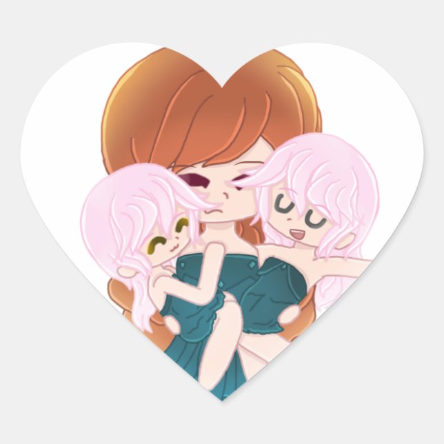 Caricature Mère Avec Son Sticker Twins (Devant)