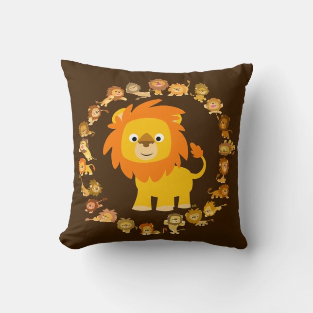 Caricature mignon Lion Mandala Coussin (Recto)