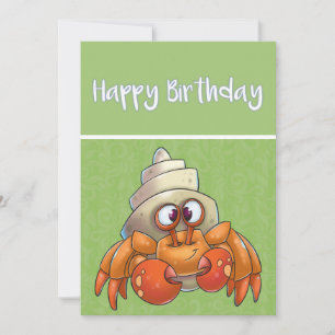 Caricature mignonne Crabe Hermite Carte d'annivers