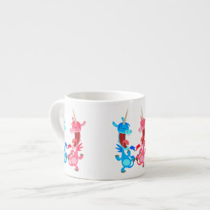 Caricature mignonne Dansons Unicornes Espresso Mug