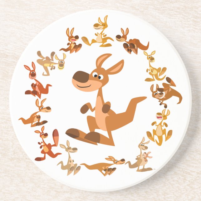 Caricature mignonne Dessous de verre Kangaroos Man (Devant)