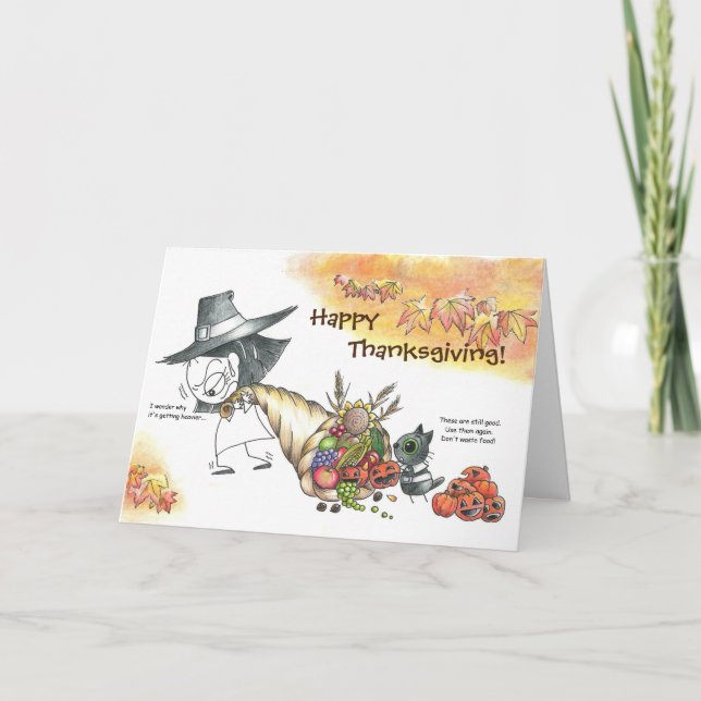 Caricature mignonne et drôle Carte Thanksgiving (Devant)