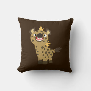 Caricature mignonne et souriante Hyena Coussin
