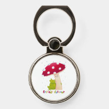 Caricature mignonne grenouille assise et champigno