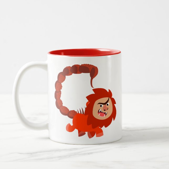 Caricature mignonne souriante Manticore Mug (Gauche)