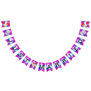 Caricature Motif Coeurs Juste Marié Bannière Bunti