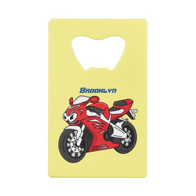 Caricature moto de sport rouge mou (Devant)
