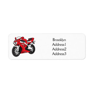Caricature moto de sport rouge mou