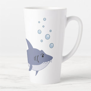 Caricature Nager le requin avec le nom Latte Mug
