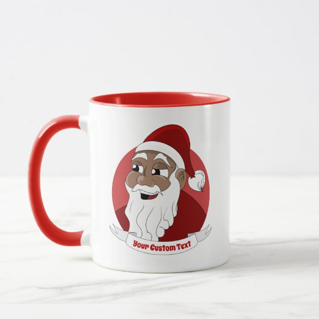 Caricature noir du Père Noël souriant Mug (Gauche)