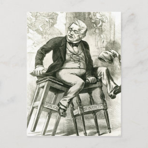 Caricature of Adolphe Thiers between two Postcard