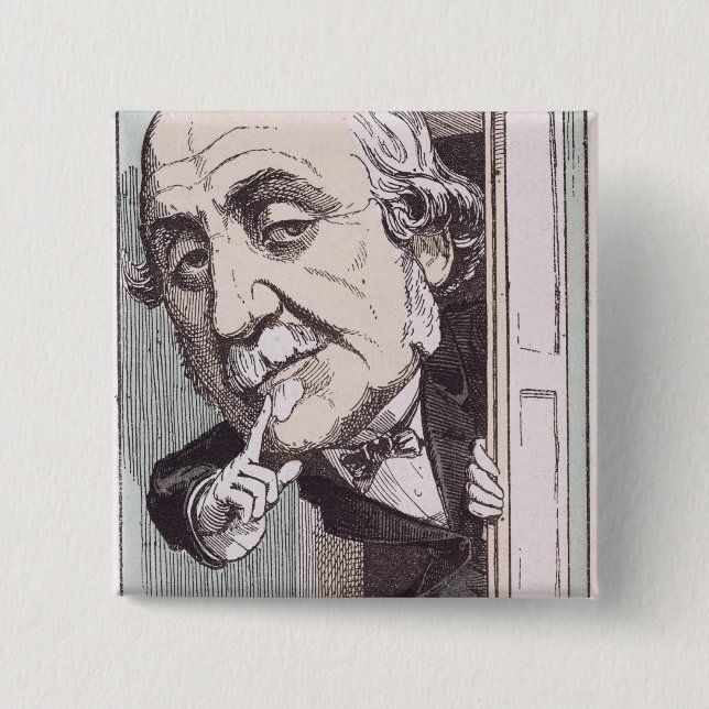 Caricature of Albert, Duc de Broglie 2 Inch Square Button (Front)
