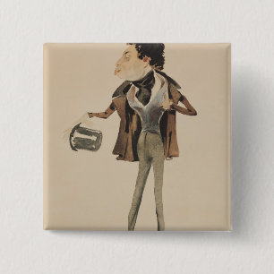 Caricature of Alexander Dumas Pere 2 Inch Square Button