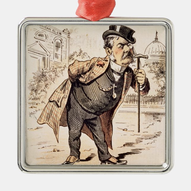 Caricature of Chester Alan Arthur, c.1883 Metal Ornament (Front)