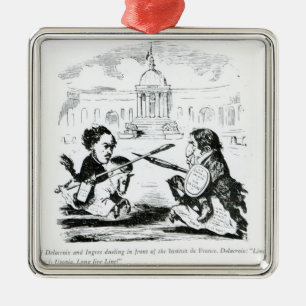 Caricature of Delacroix and Ingres Metal Ornament