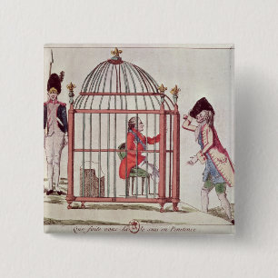 Caricature of Louis XVI in a cage 2 Inch Square Button