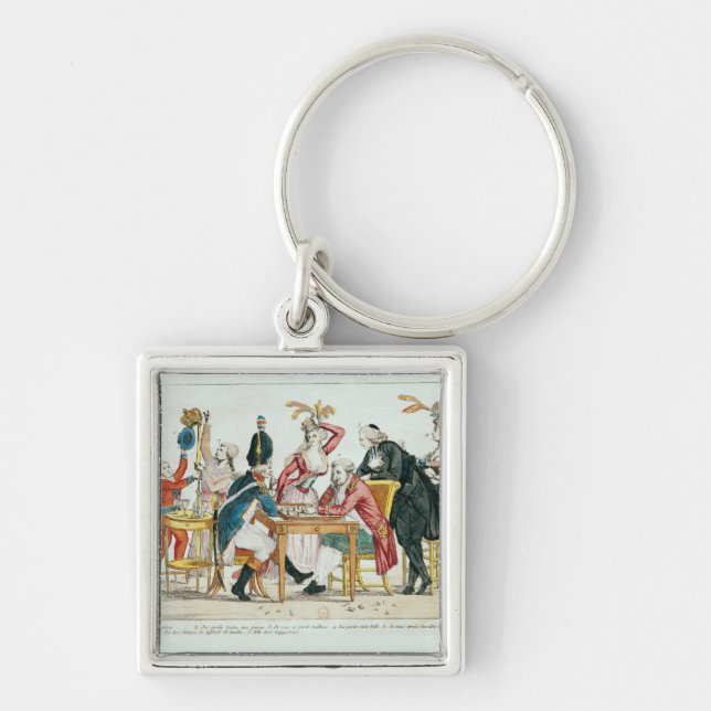 Caricature of Louis XVI  playing chess Keychain (Front)