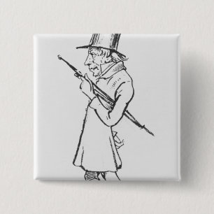 Caricature of Soren Aabye Kierkegaard 2 Inch Square Button