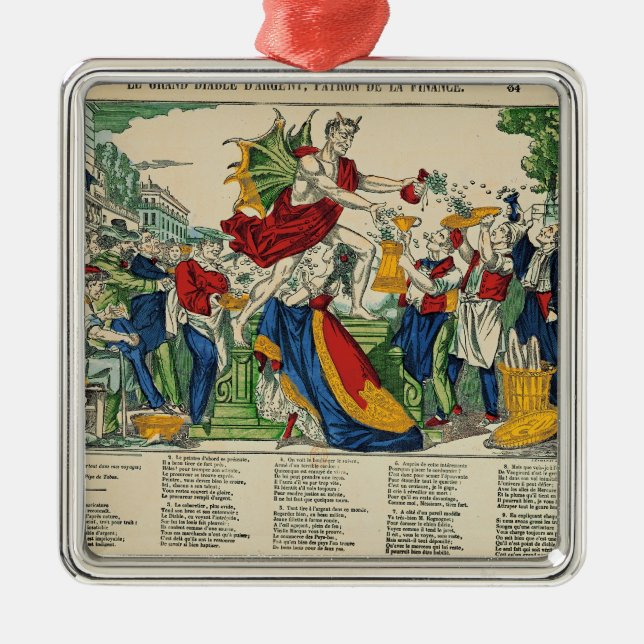 Caricature of the Demon of Money, 1860 Metal Ornament (Front)