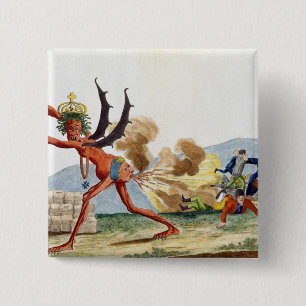 Caricature of the English Government, 1793 2 Inch Square Button