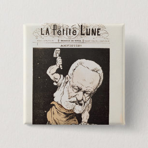 Caricature of Victor Hugo 2 Inch Square Button