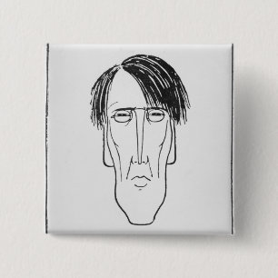 Caricature of W.B. Yeats, 1898 2 Inch Square Button